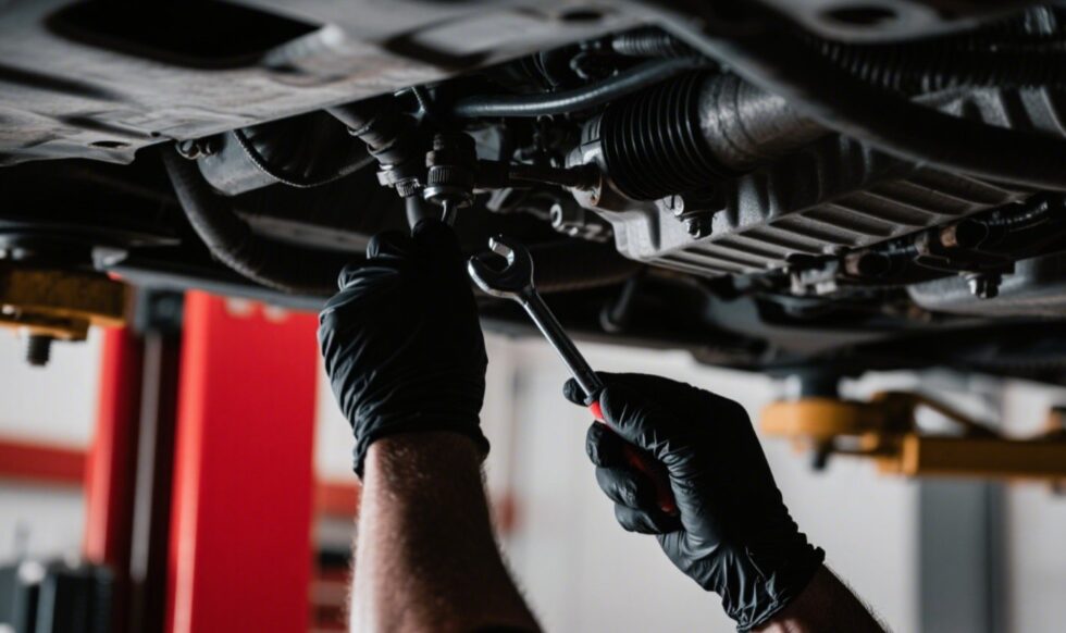 RedDeer auto mechanic hands under the hood during car engine service